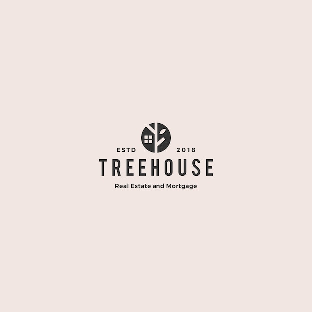 Eco house home treehouse mortgage real estate logo