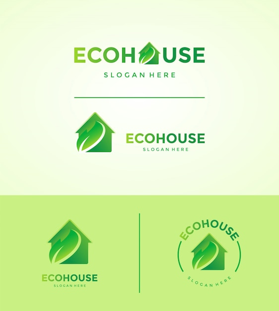 Vector eco house logo set