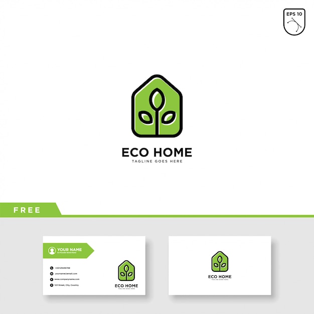 Eco House Logo Vector and business card template