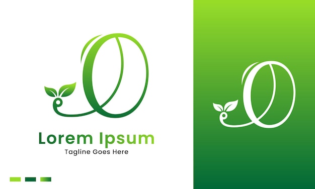 Eco initial letter o with gradient nature green leaf logo icon and illustration design