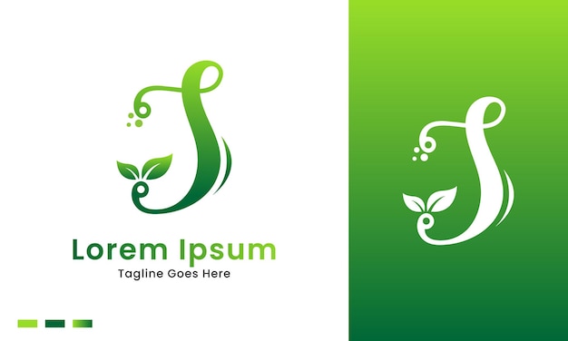 Eco initial letter s with gradient nature green leaf logo icon and illustration design