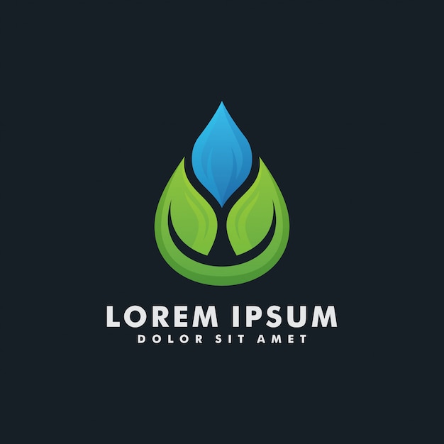 Eco leaf water drop logo design template