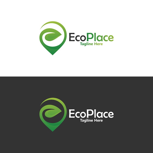 Eco place logo icon vector isolated with pin or point illustration