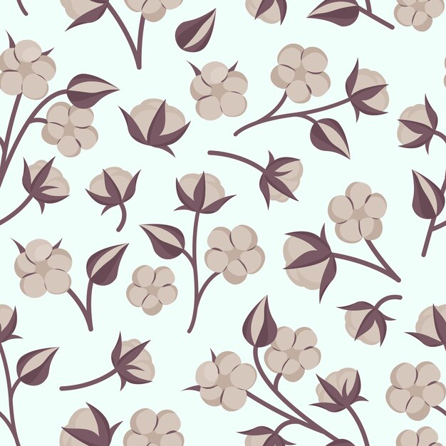 eco seamless pattern beige palette with cotton flowers