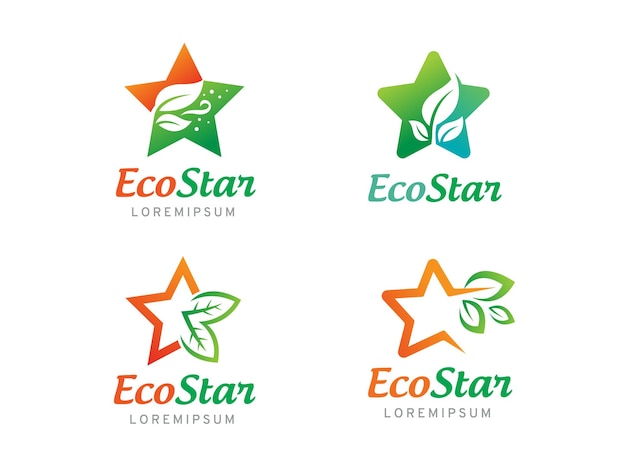 Eco star logo or icon design template