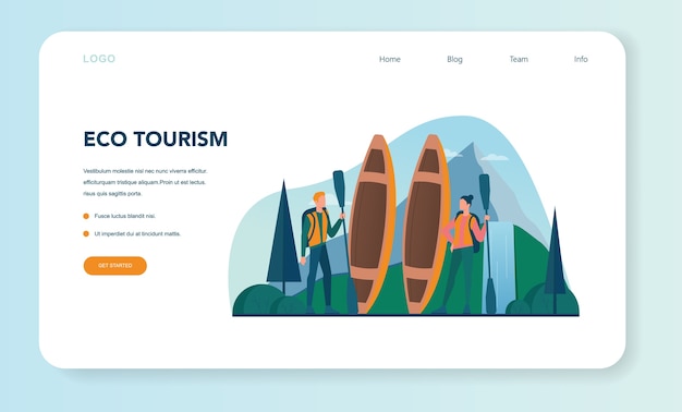 Eco tourism and eco traveling web banner or landing page