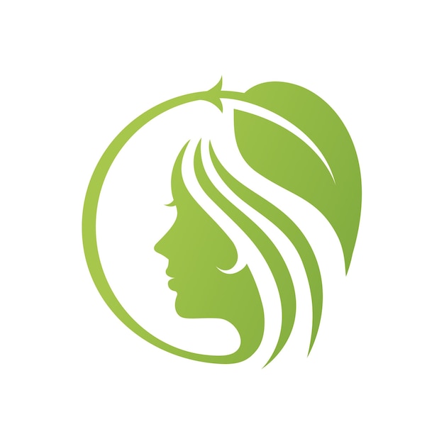 Eco women Natural leaf and fashion care logo design template symbol green