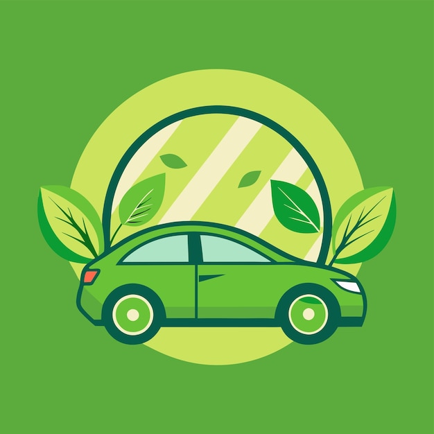 Vector ecodrive designing a unique vector logo with green car and nature elements