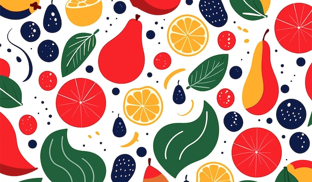 EcoFood Geometrics Whimsical Fruit Patterns for Abstract Agriculture Vector Art and Seamless