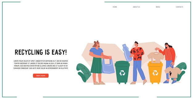 Ecofriendly people sorting waste for recycle and reuse Save the planet vector