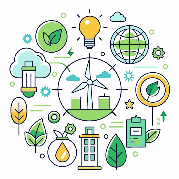 Vector ecofriendly technology and sustainable energy illustration