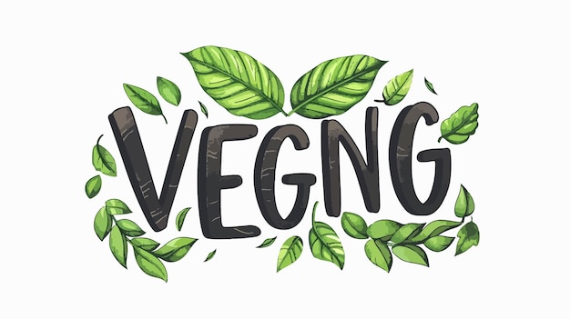 Vector ecofriendly vegan sign with green leaf modern vector design