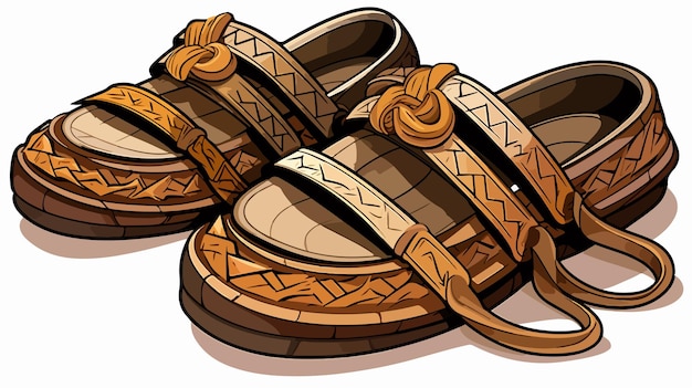 Vector ecofriendly wooden footwear with upcycled tire straps