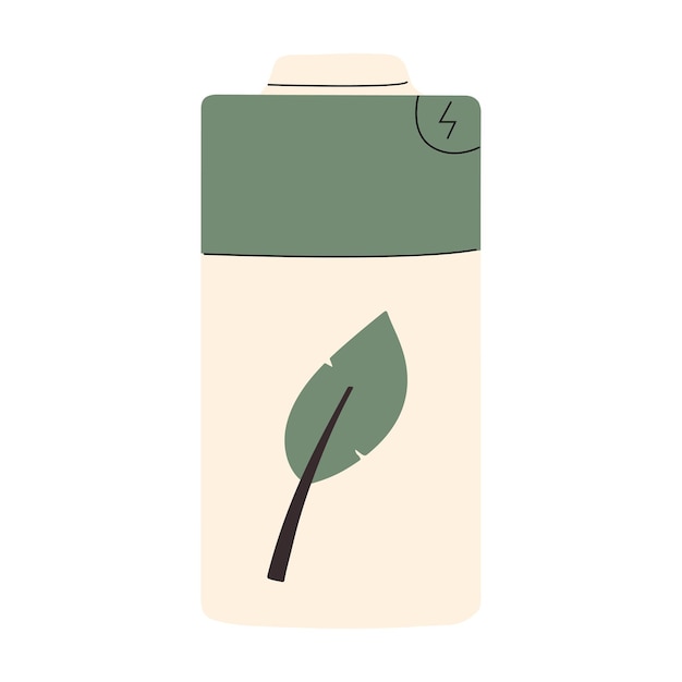 Ecological energy Green battery with a leaf Flat icon vector illustration