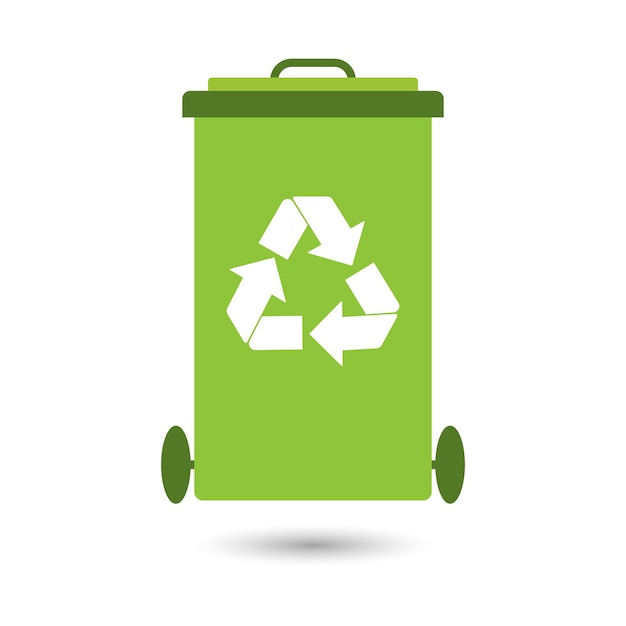 Ecological icon trash can with garbage recycling icon green design Logo vector