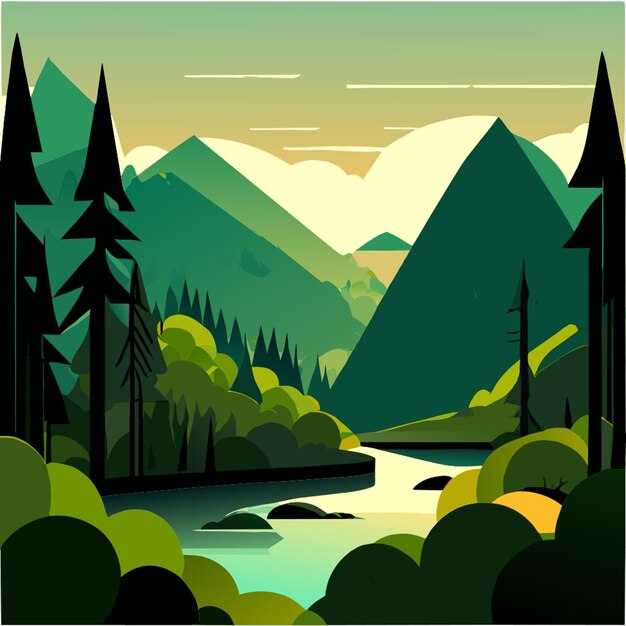 ecological image of a forest vector illustration