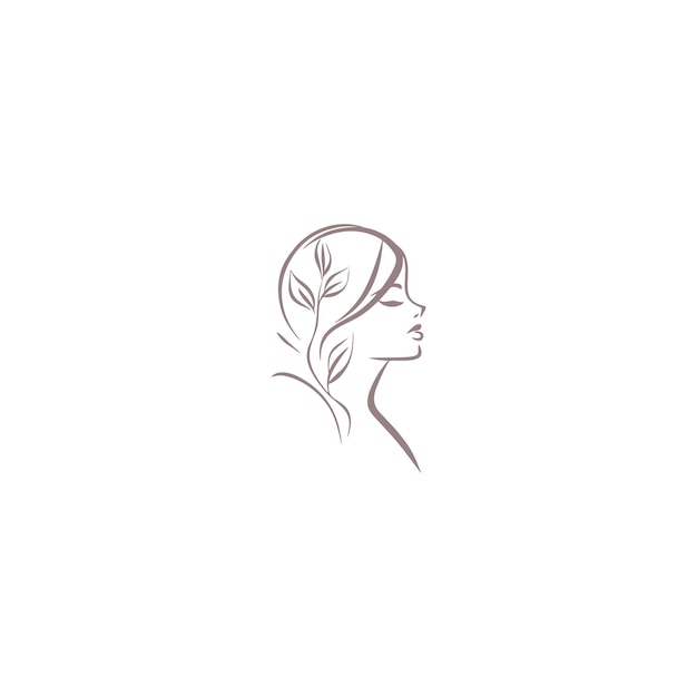 Ecological leaf logo vector woman leaf face