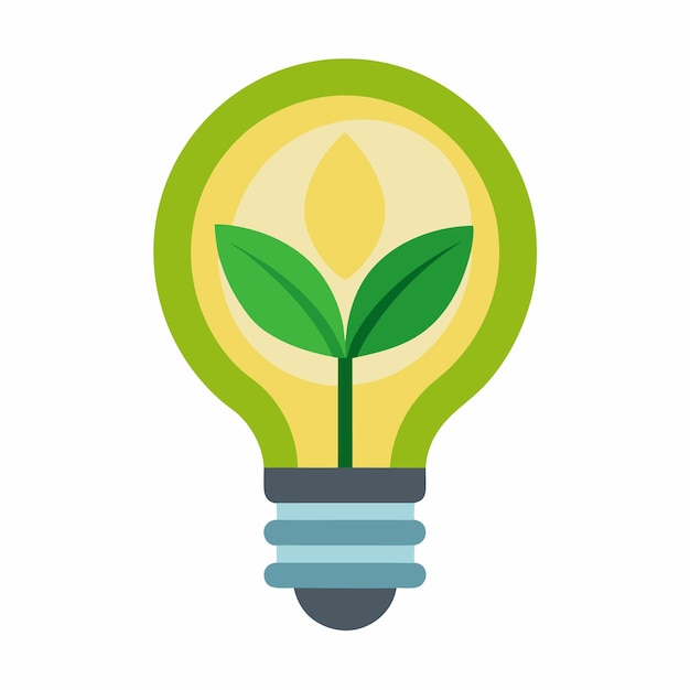 ecological light bulb logo with green leaf with white background