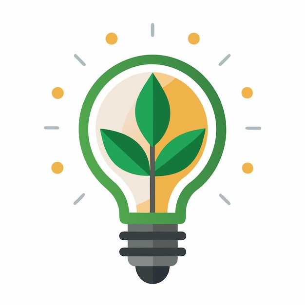 ecological light bulb logo with green leaf with white background