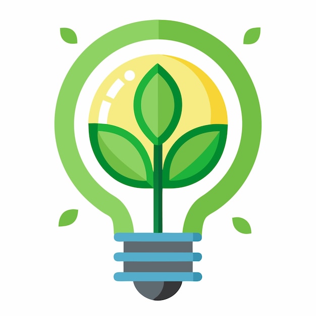 ecological light bulb logo with green leaf with white background