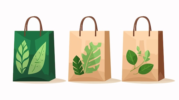 Vector ecological paper bag shopping icon vector isolated