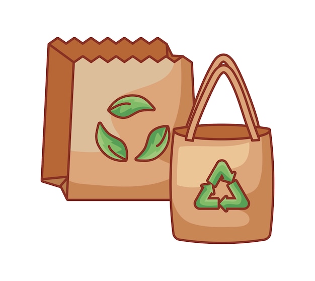 Ecological paper bags isolated