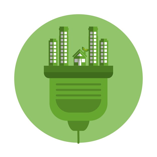 ecology city green icon vector illustration design