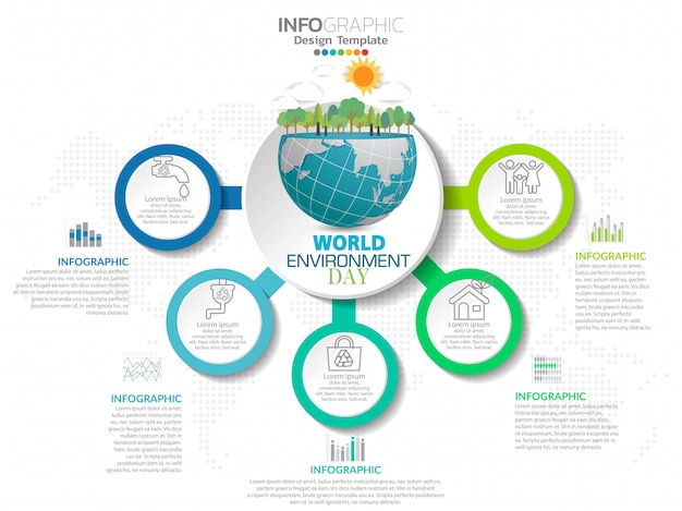 Ecology concept with green city. World environment concept.