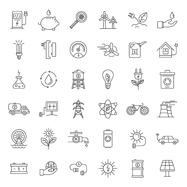 Ecology day icon set