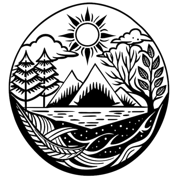 ecology and environment logo black and white illustration