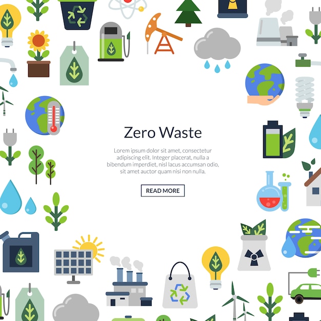 ecology flat icons, Ecology environment, nature energy and zero waste 