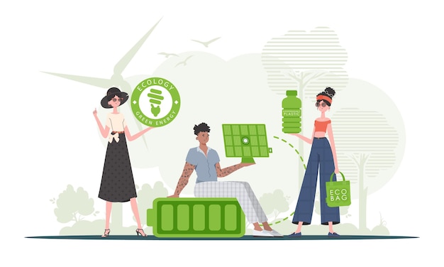 Ecology friendly ECO friendly People trendy style Vector illustration