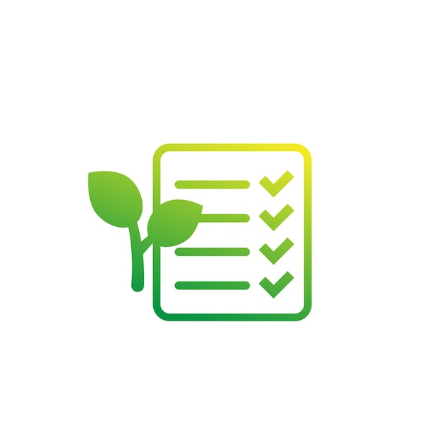 Ecology icon with checklist on white