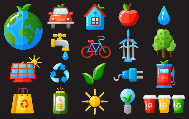 Ecology icons set vector illustration.