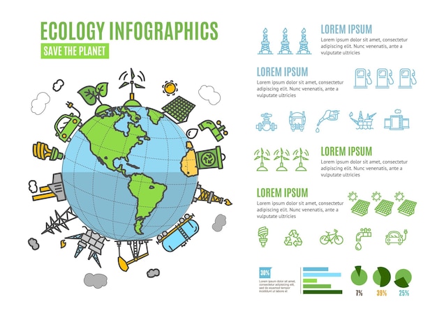 Ecology Infographics Banner Menu Card Vector