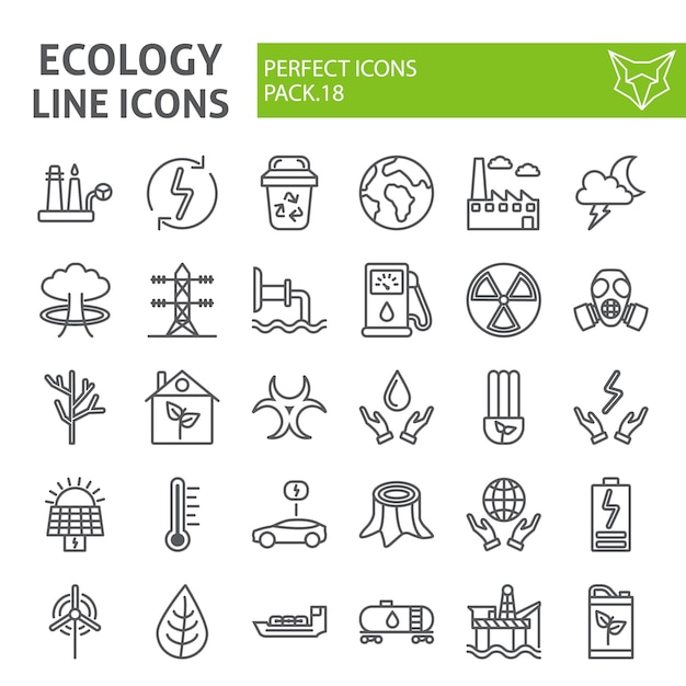 Ecology line icon set, eco collection vector sketches,