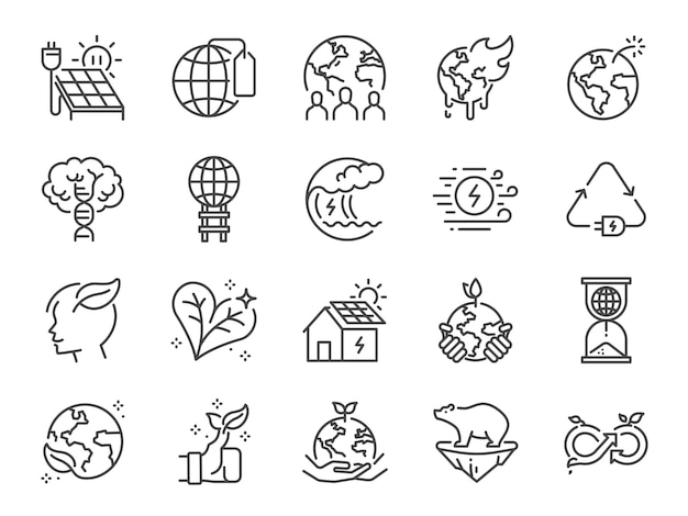 Ecology line icon set.