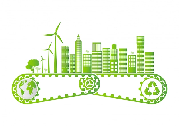 Ecology Saving Gear Concept And Environmental Sustainable Energy Development