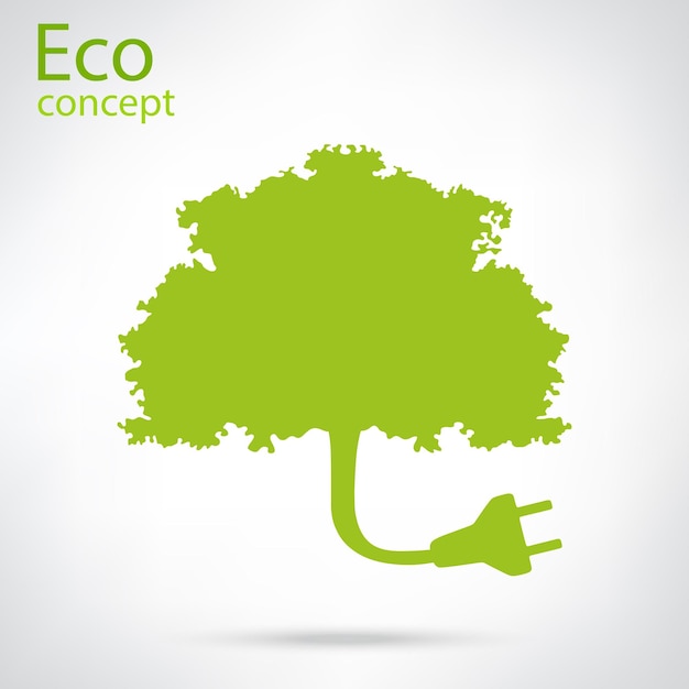 Ecology and waste plug symbol with ECO friendly tag on the globe background