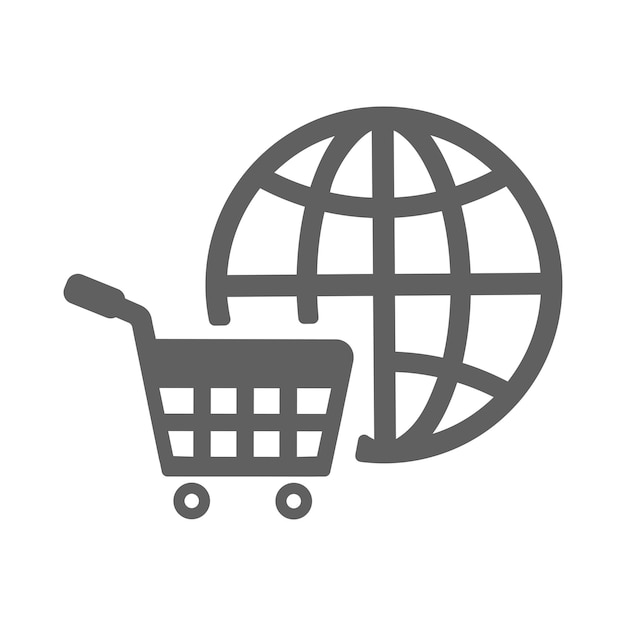 Ecommerce basket cart international icon Gray vector design