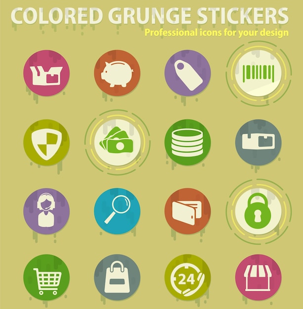 Ecommerce colored grunge icons