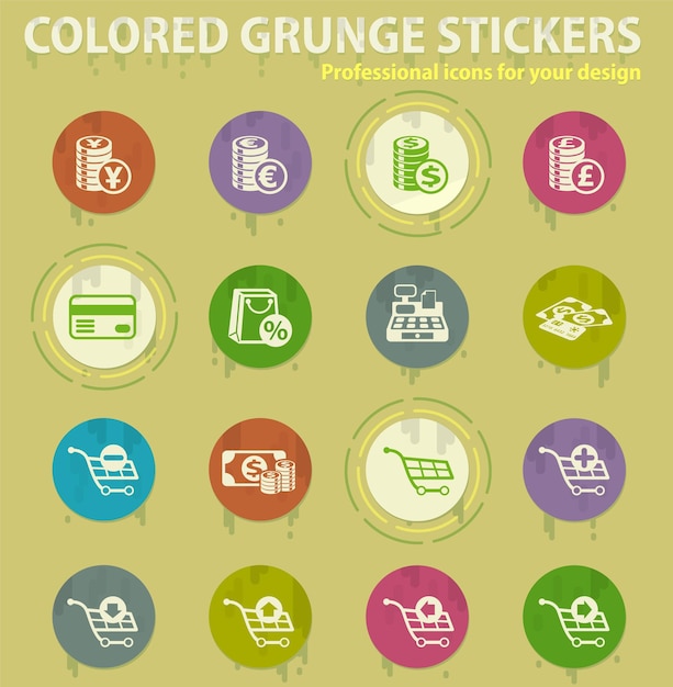 Ecommerce colored grunge icons