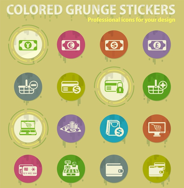 Ecommerce colored grunge icons