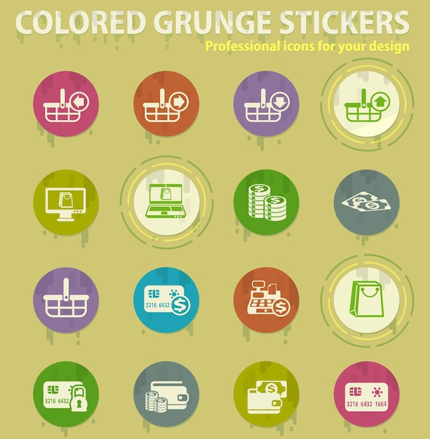 Ecommerce colored grunge icons