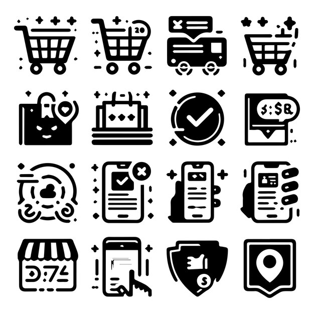 Vector ecommerce flat set ecommerce 25 line filled icon pack including shopping ecommerce shopping shoppin