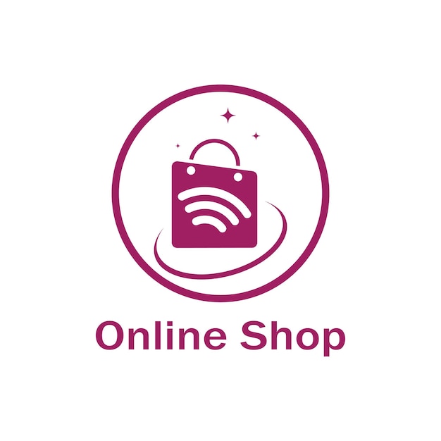 Ecommerce logo shopping bag and online shop logo design with modern concept