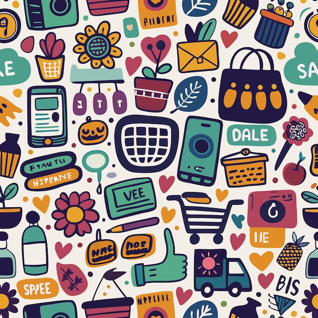 Vector ecommerce product creative doodles vector set