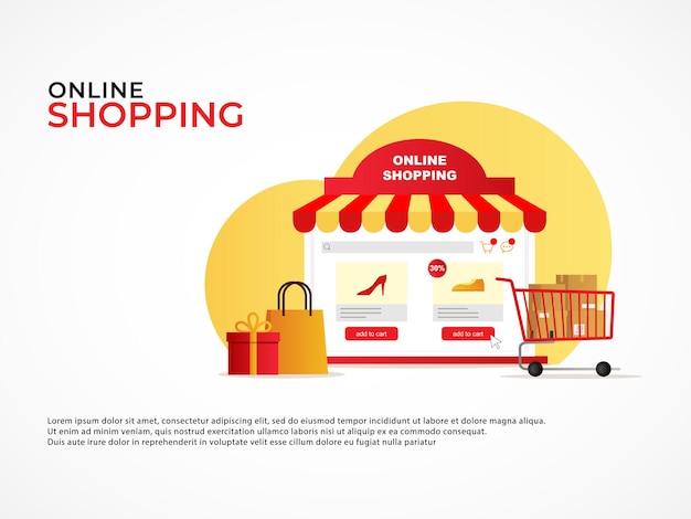 ecommerce shopping concept banner with online shop application resembles a co