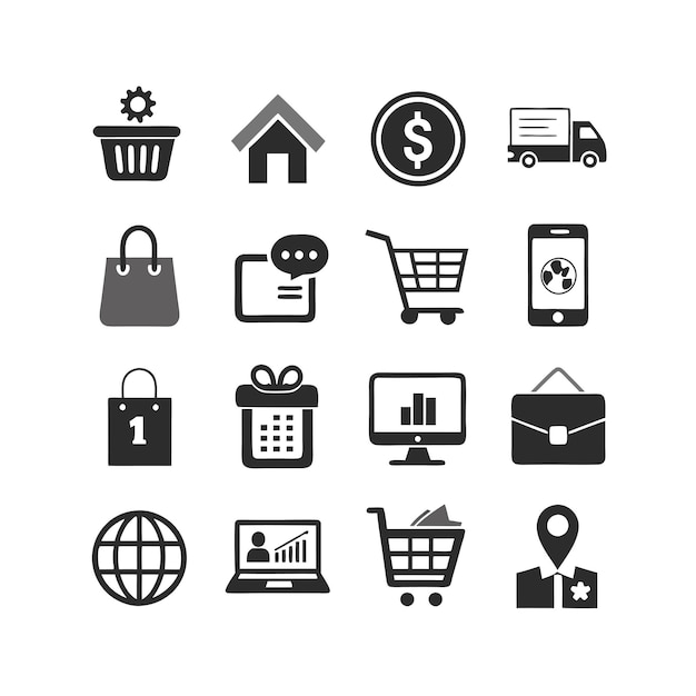 Ecommerce and Shopping Icon Set Vector Illustration