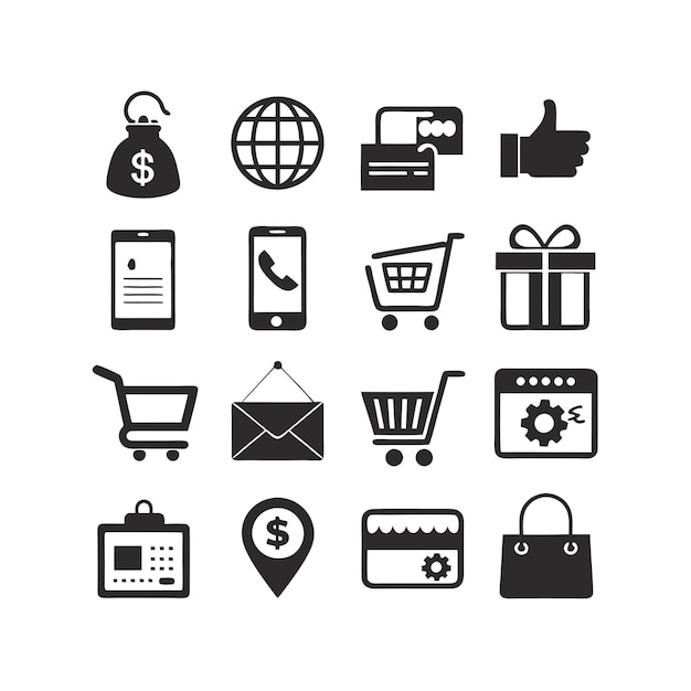 Ecommerce and Shopping Icon Set Vector Illustration